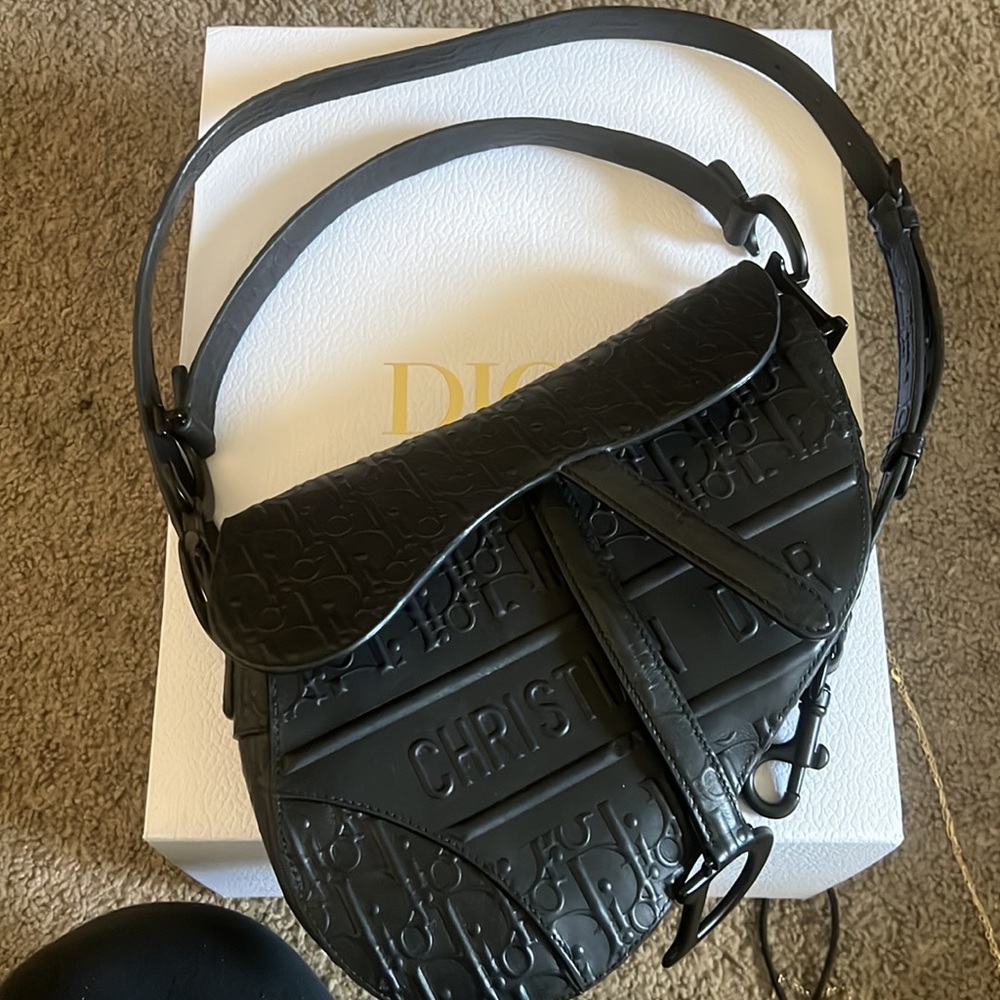 Dior Black Oblique Saddle Bag w/ Strap - Picture 5 of 5